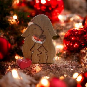 Wooden Bunny Family Puzzle, Engraved Family Name Puzzle, Nursery Decor, Rabbit Toys, Mother's Day Gift, Wooden Toys, Animals Figurines