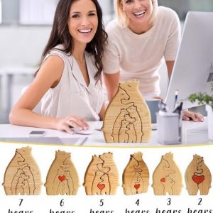 Wooden Bear Family Puzzle, Personalized Family Puzzle, Family Name Puzzle, Custom Mother's Day Gift, Wedding Anniversary, Memory Decor