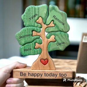 Personalized Wooden Family Tree Puzzle, Laser Engraved Family Name Puzzle, Gift for Family, Family Wooden Toys, Wedding Anniversary