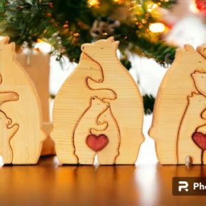 Wooden Bear Family Puzzle, Personalized Family Puzzle, Family Name Puzzle, Custom Mother's Day Gift, Wedding Anniversary, Memory Decor