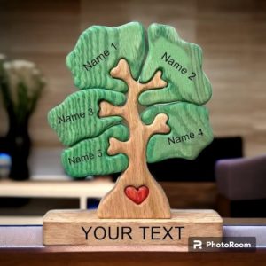 Personalized Wooden Family Tree Puzzle, Laser Engraved Family Name Puzzle, Gift for Family, Family Wooden Toys, Wedding Anniversary