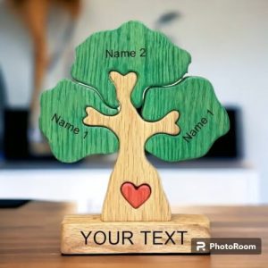 Personalized Wooden Family Tree Puzzle, Laser Engraved Family Name Puzzle, Gift for Family, Family Wooden Toys, Wedding Anniversary