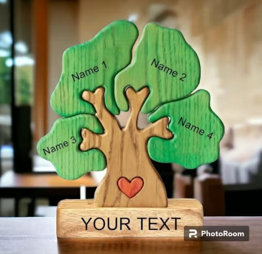 Personalized Wooden Family Tree Puzzle, Laser Engraved Family Name Puzzle, Gift for Family, Family Wooden Toys, Wedding Anniversary