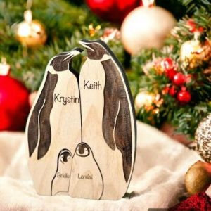Wood Penguin Family Puzzle, Wooden Penguin Toy, Family Keepsake Puzzle, Nursery Decor, Animal Family Stacking Puzzle, Baby Shower Gift