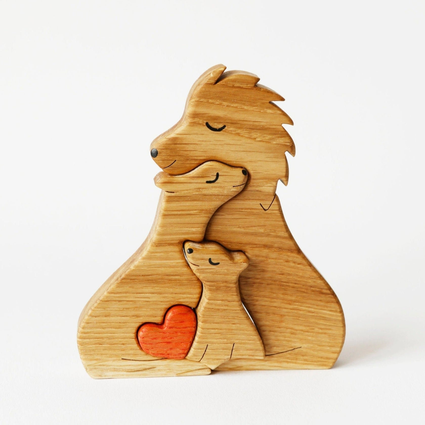 Wooden Lions Puzzle, Personalized Lion Wooden Family, Wooden Name Puzzle, Family Keepsake Gifts, Animal Family Puzzle, Anniversary Gift