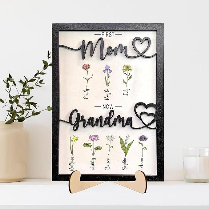 Personalized Birth Month Flowers Mothers Day, Custom Grandma's Garden Wooden Sign, Gift For Mom, Gift For Grandma, Mother's Day Gift
