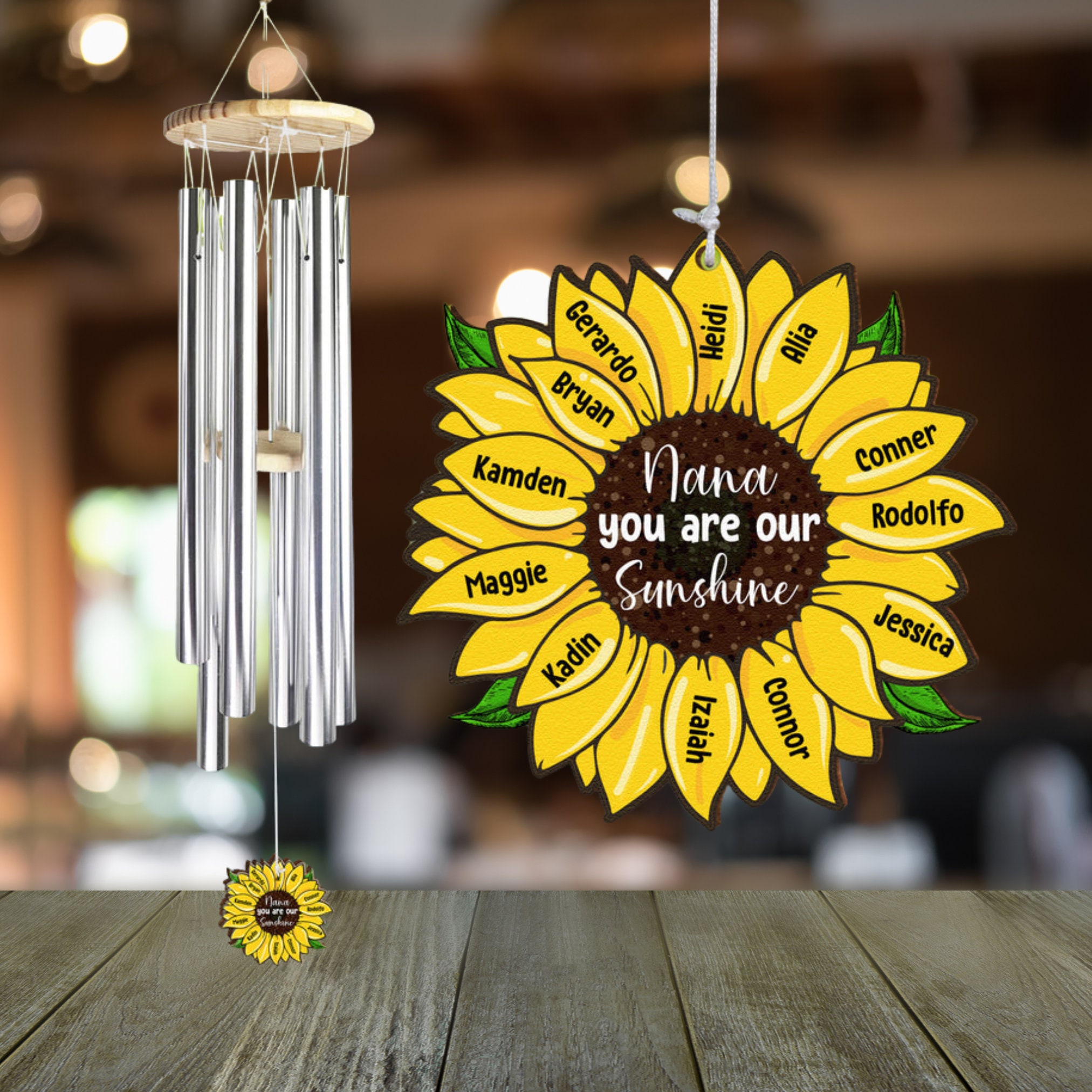Personalized Wind Chimes, Nana You Are Our Sunshine, Grandma Gift Chime, Mother's Day Gift, Grandma Mothers Day Wind Chime, For Garden Lover