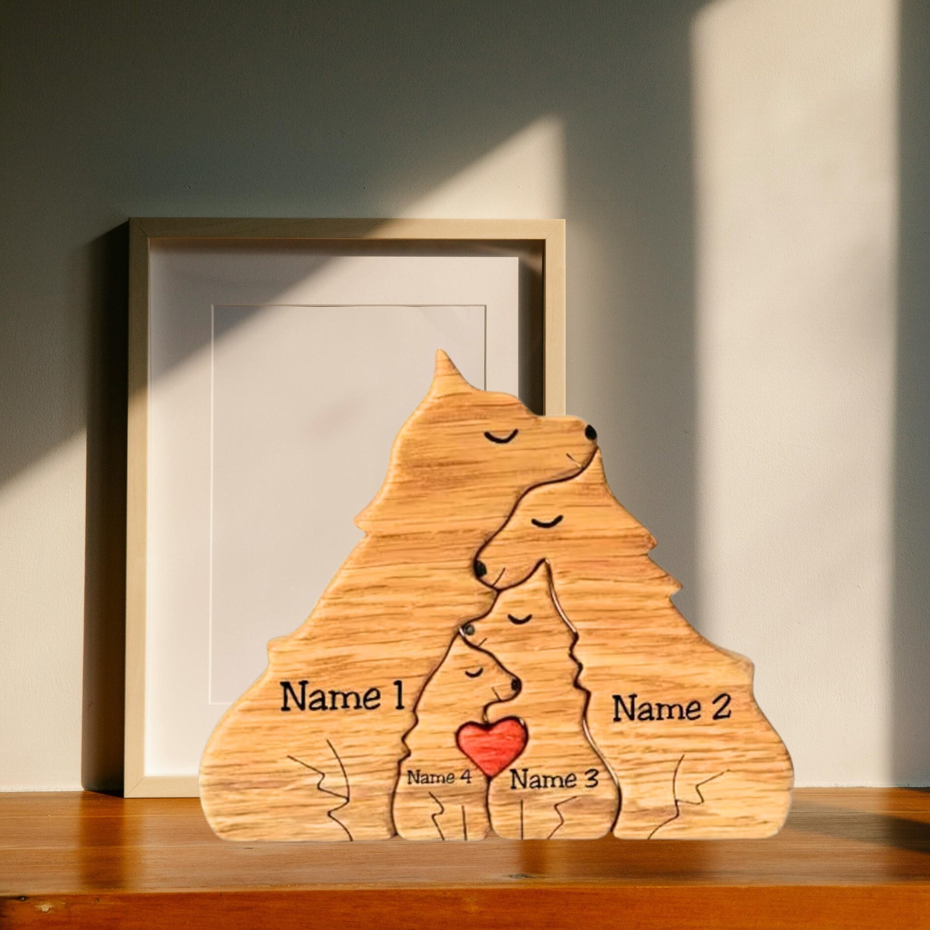 Custom Wooden Wolf Puzzle, Wolf Family Puzzle, Family Keepsake Gifts, Wood Animal Puzzle, Custom Name Puzzle, Gift for Parents