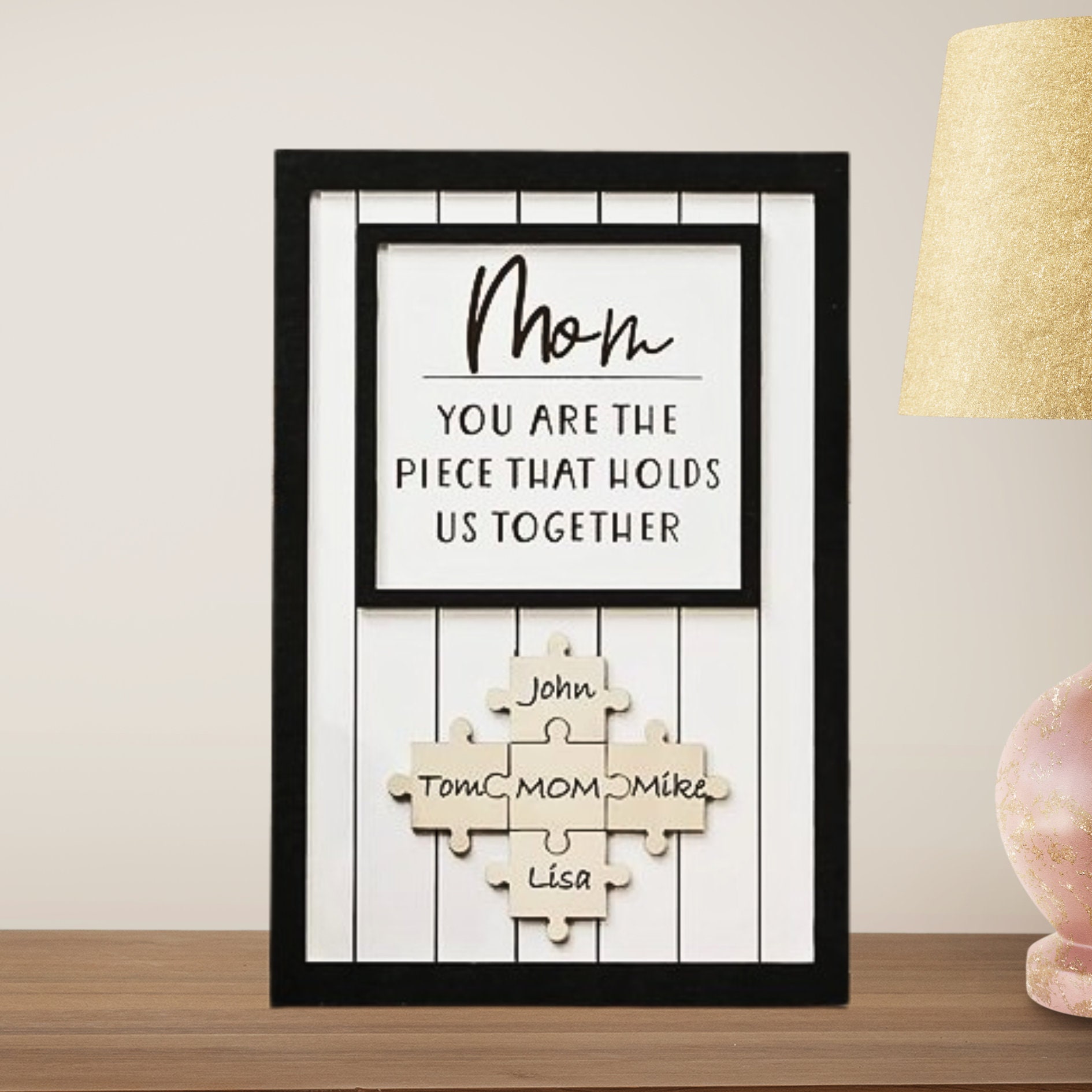 Custom Mothers Day Puzzle Sign, You are The Piece That Holds Us Together Wall Art Decor, Child Name Puzzles, Gift For Grandma, Mother Gift